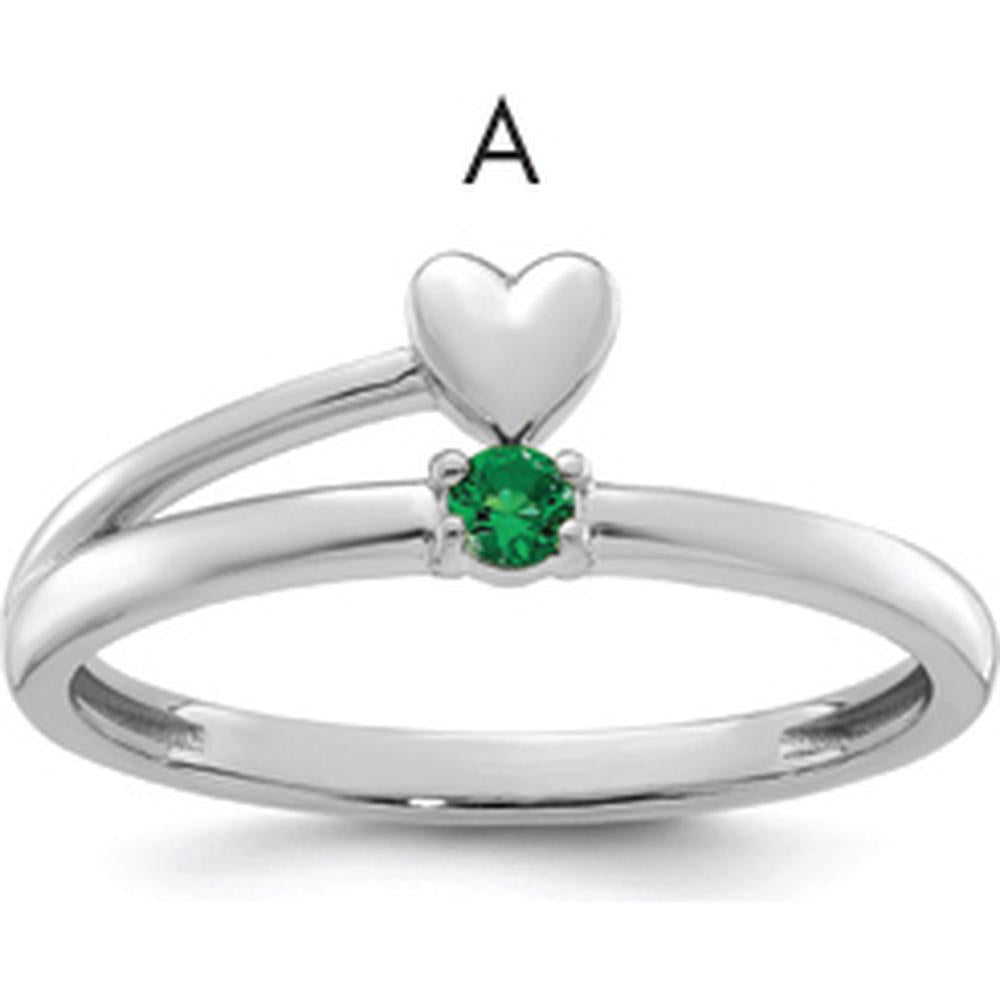 14K White Gold Heart with Birthstone Mother's Ring - Personalized Design by Oro Pregiato