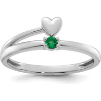 14K White Gold Heart with Birthstone Mother's Ring - Personalized Design by Oro Pregiato