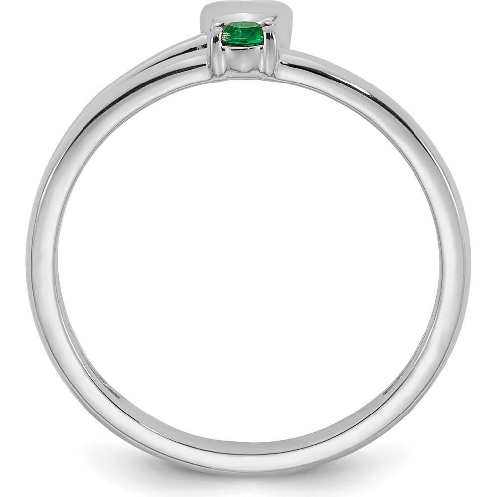 14K White Gold Heart with Birthstone Mother's Ring - Personalized Design by Oro Pregiato