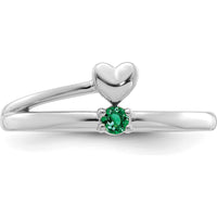 14K White Gold Heart with Birthstone Mother's Ring - Personalized Design by Oro Pregiato
