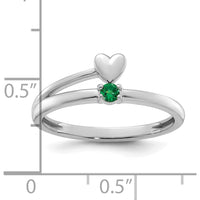 14K White Gold Heart with Birthstone Mother's Ring - Personalized Design by Oro Pregiato