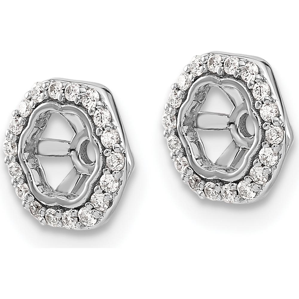 14K White Gold Hexagon Diamond Earring Jackets - 0.004 Carats Total Diamond Weight by Monteluci Fine Jewelry