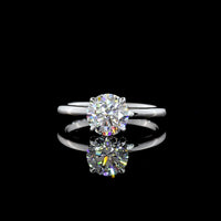 14K White Gold Hidden Halo Engagement Ring with 1.29 Carat Round Brilliant Cut Lab Diamond and Accent Stones - 1.34 Total Carat Weight - Covaloro Fine Jewelry