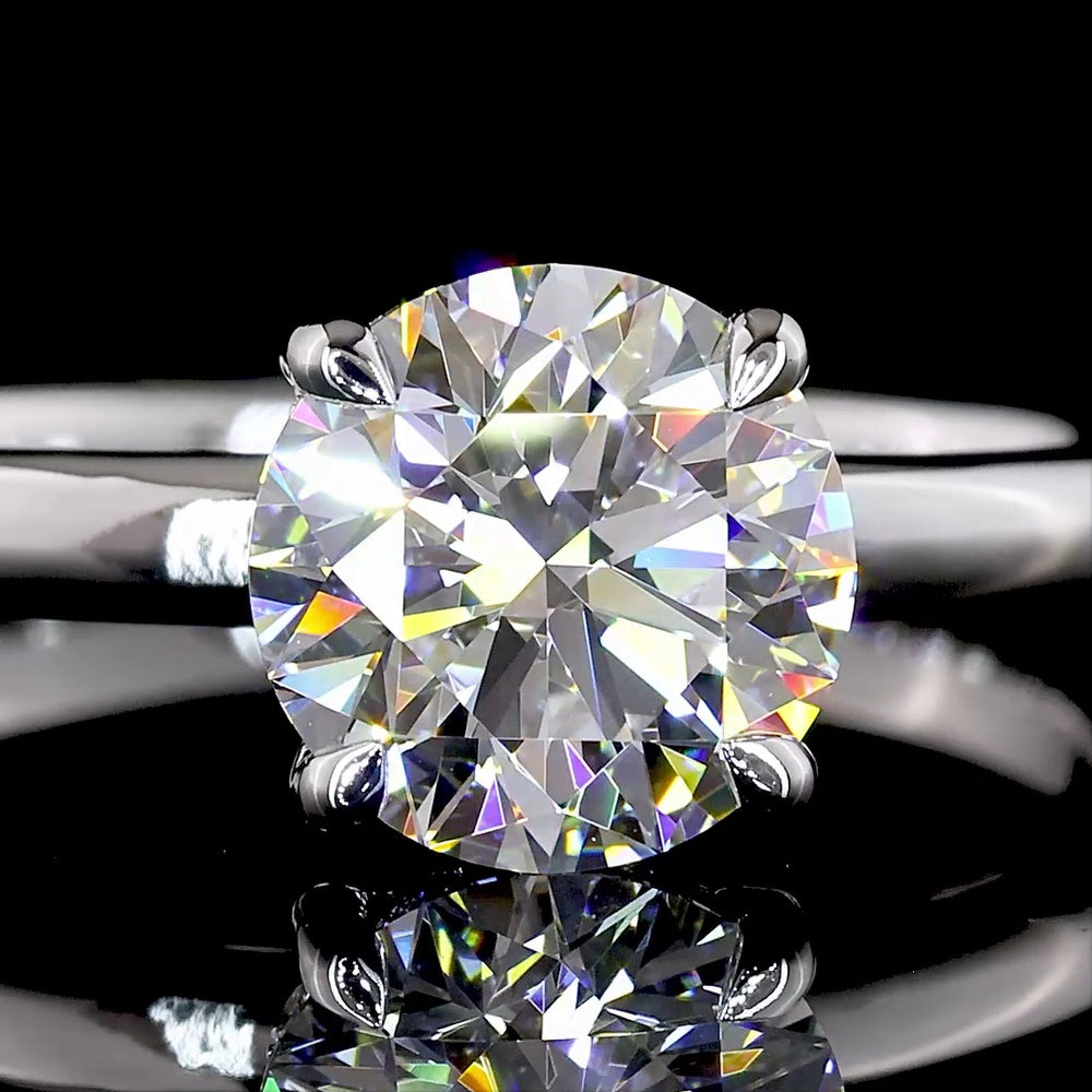 14K White Gold Hidden Halo Engagement Ring with 1.29 Carat Round Brilliant Cut Lab Diamond and Accent Stones - 1.34 Total Carat Weight - Covaloro Fine Jewelry