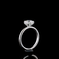 14K White Gold Hidden Halo Engagement Ring with 1.29 Carat Round Brilliant Cut Lab Diamond and Accent Stones - 1.34 Total Carat Weight - Covaloro Fine Jewelry