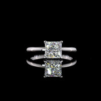 14K White Gold Hidden Halo Engagement Ring with 1.55 Carat Princess Cut Lab Diamond and 0.06 Carat Brilliant Cut Diamond Accents - Total Diamond Weight 1.61 Carats - Covaloro Fine Jewelry