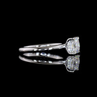 14K White Gold Hidden Halo Engagement Ring with 1.55 Carat Princess Cut Lab Diamond and 0.06 Carat Brilliant Cut Diamond Accents - Total Diamond Weight 1.61 Carats - Covaloro Fine Jewelry