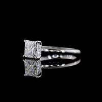 14K White Gold Hidden Halo Engagement Ring with 1.55 Carat Princess Cut Lab Diamond and 0.06 Carat Brilliant Cut Diamond Accents - Total Diamond Weight 1.61 Carats - Covaloro Fine Jewelry