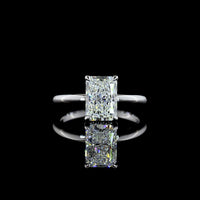 14K White Gold Hidden Halo Engagement Ring with 2.07 Carat Radiant Cut Lab Diamond & 20 Accent Diamonds - 2.16 Total Carat Weight - Covaloro Fine Jewelry