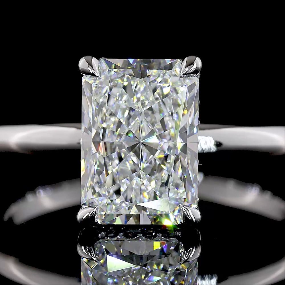 14K White Gold Hidden Halo Engagement Ring with 2.07 Carat Radiant Cut Lab Diamond & 20 Accent Diamonds - 2.16 Total Carat Weight - Covaloro Fine Jewelry
