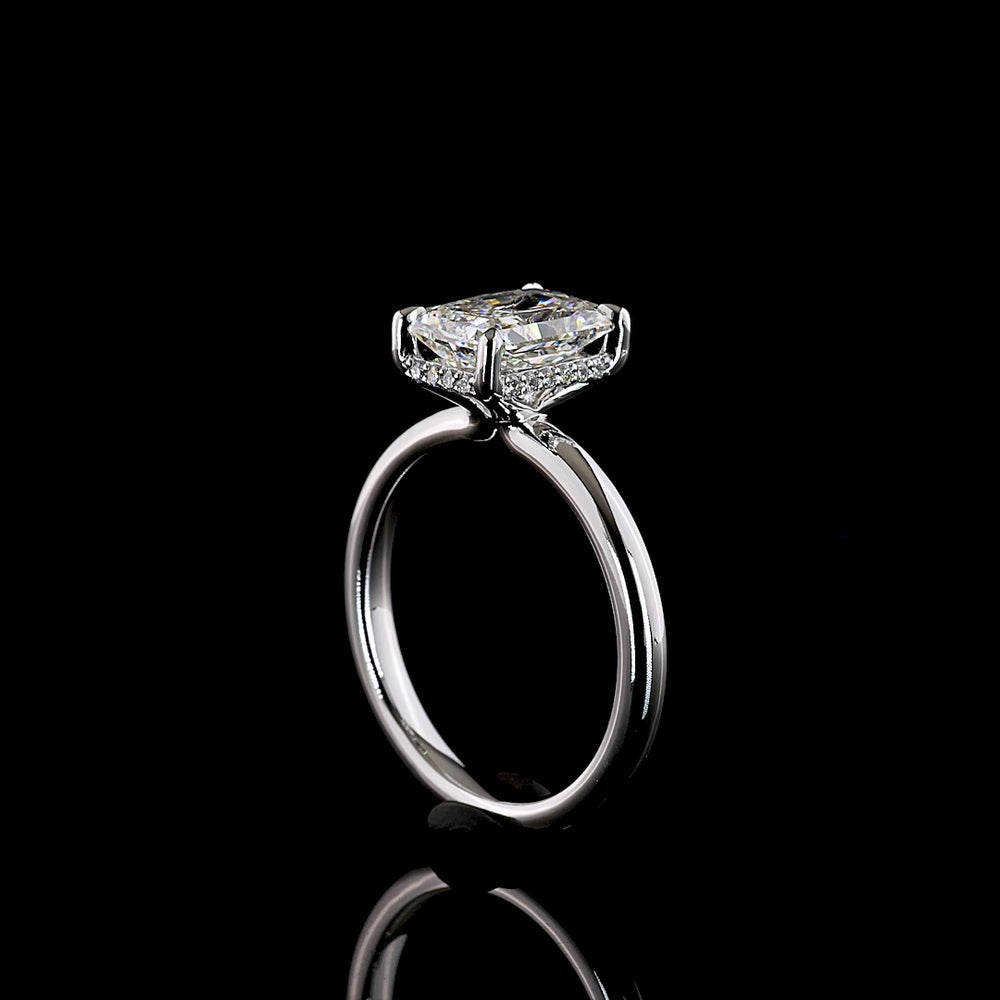14K White Gold Hidden Halo Engagement Ring with 2.07 Carat Radiant Cut Lab Diamond & 20 Accent Diamonds - 2.16 Total Carat Weight - Covaloro Fine Jewelry