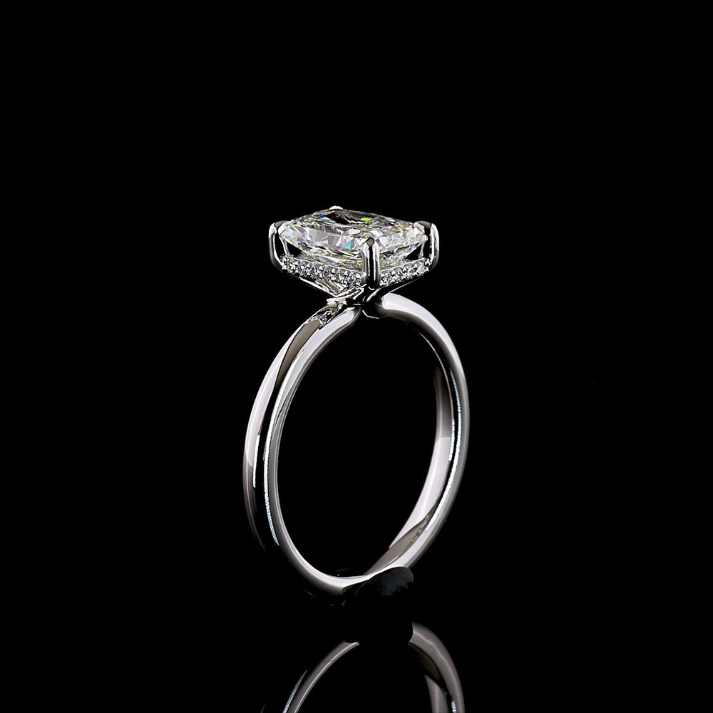 14K White Gold Hidden Halo Engagement Ring with 2.07 Carat Radiant Cut Lab Diamond & 20 Accent Diamonds - 2.16 Total Carat Weight - Covaloro Fine Jewelry