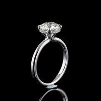 14K White Gold Hidden Halo Engagement Ring with 2.11 Carat Round Brilliant Cut Lab Diamond and 0.09 Carat Accent Diamonds - 2.2 Carat Total Diamond Weight - Covaloro Fine Jewelry