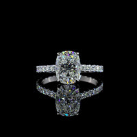 14K White Gold Hidden Halo Engagement Ring with 2.52 Carat Cushion Brilliant Lab Diamond and 0.68 Carat Accent Lab Diamonds - 3.30 Carat Total Diamond Weight - Covaloro Fine Jewelry
