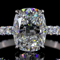 14K White Gold Hidden Halo Engagement Ring with 2.52 Carat Cushion Brilliant Lab Diamond and 0.68 Carat Accent Lab Diamonds - 3.30 Carat Total Diamond Weight - Covaloro Fine Jewelry