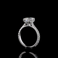 14K White Gold Hidden Halo Engagement Ring with 2.52 Carat Cushion Brilliant Lab Diamond and 0.68 Carat Accent Lab Diamonds - 3.30 Carat Total Diamond Weight - Covaloro Fine Jewelry