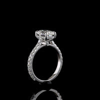 14K White Gold Hidden Halo Engagement Ring with 2.52 Carat Cushion Brilliant Lab Diamond and 0.68 Carat Accent Lab Diamonds - 3.30 Carat Total Diamond Weight - Covaloro Fine Jewelry