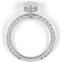 14K White Gold Hidden Halo Engagement Ring with 3.06 Carat Marquise Cut Lab Diamond and Pavé Band - 4.04 Total Carat Weight - Covaloro Fine Jewelry