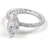14K White Gold Hidden Halo Engagement Ring with 3.06 Carat Marquise Cut Lab Diamond and Pavé Band - 4.04 Total Carat Weight - Covaloro Fine Jewelry