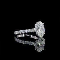 14K White Gold Hidden Halo Engagement Ring with 3.08 Carat Oval Cut Lab Diamond and 1.00 Carat Accent Diamonds - 4.08 Carat Total Weight - Covaloro Fine Jewelry
