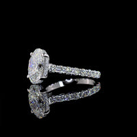 14K White Gold Hidden Halo Engagement Ring with 3.08 Carat Oval Cut Lab Diamond and 1.00 Carat Accent Diamonds - 4.08 Carat Total Weight - Covaloro Fine Jewelry
