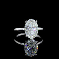 14K White Gold Hidden Halo Engagement Ring with 4.04 Carat Oval Lab Diamond (D VVS2) and 0.12 Carat Brilliant Cut Diamond Accents - North-South Prong Set, IGI Certified - Covaloro Fine Jewelry