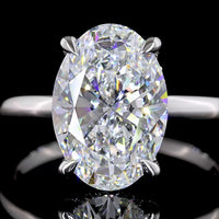14K White Gold Hidden Halo Engagement Ring with 4.04 Carat Oval Lab Diamond (D VVS2) and 0.12 Carat Brilliant Cut Diamond Accents - North-South Prong Set, IGI Certified - Covaloro Fine Jewelry