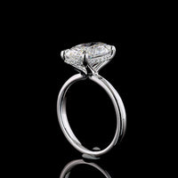 14K White Gold Hidden Halo Engagement Ring with 4.04 Carat Oval Lab Diamond (D VVS2) and 0.12 Carat Brilliant Cut Diamond Accents - North-South Prong Set, IGI Certified - Covaloro Fine Jewelry