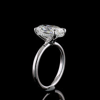 14K White Gold Hidden Halo Engagement Ring with 4.04 Carat Oval Lab Diamond (D VVS2) and 0.12 Carat Brilliant Cut Diamond Accents - North-South Prong Set, IGI Certified - Covaloro Fine Jewelry