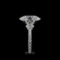 14K White Gold Hidden Halo Engagement Ring with 6.11 Carat Oval Lab Diamond E VVS2 and 0.57 Carat Brilliant Cut Accent Diamonds - 6.78 Total Carat Weight - Covaloro Fine Jewelry