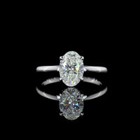 14K White Gold Hidden Halo Engagement Ring with Oval Cut Lab Diamond - 1.66 Carat Total Diamond Weight (1.57 Carat Center D VVS2) - Covaloro Fine Jewelry