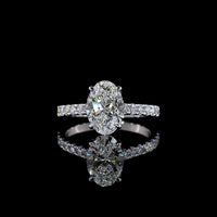 14K White Gold Hidden Halo Oval Diamond Ring with North-South Prong Setting - 2.54 Carat Total Weight (2.03 Carat D VVS2 Center Stone) - Covaloro Fine Jewelry