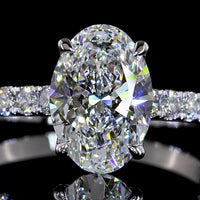 14K White Gold Hidden Halo Oval Diamond Ring with North-South Prong Setting - 2.54 Carat Total Weight (2.03 Carat D VVS2 Center Stone) - Covaloro Fine Jewelry