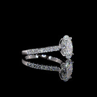 14K White Gold Hidden Halo Oval Diamond Ring with North-South Prong Setting - 2.54 Carat Total Weight (2.03 Carat D VVS2 Center Stone) - Covaloro Fine Jewelry
