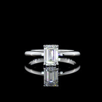 14K White Gold Hidden Halo Ring with 1.03 Carat Emerald Cut Lab Diamond and 0.07 Carat Brilliant Cut Accent Diamonds - 1.10 Carat Total Diamond Weight - Covaloro Fine Jewelry