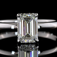 14K White Gold Hidden Halo Ring with 1.03 Carat Emerald Cut Lab Diamond and 0.07 Carat Brilliant Cut Accent Diamonds - 1.10 Carat Total Diamond Weight - Covaloro Fine Jewelry