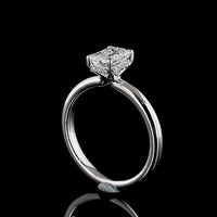 14K White Gold Hidden Halo Ring with 1.03 Carat Emerald Cut Lab Diamond and 0.07 Carat Brilliant Cut Accent Diamonds - 1.10 Carat Total Diamond Weight - Covaloro Fine Jewelry