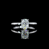 14K White Gold Hidden Halo Ring with 1.04 Carat Cushion Brilliant Cut Lab Diamond and Accent Diamonds - Total 1.09 Carats - Covaloro Fine Jewelry