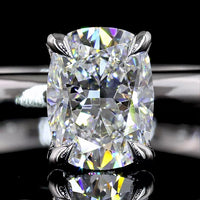14K White Gold Hidden Halo Ring with 1.04 Carat Cushion Brilliant Cut Lab Diamond and Accent Diamonds - Total 1.09 Carats - Covaloro Fine Jewelry