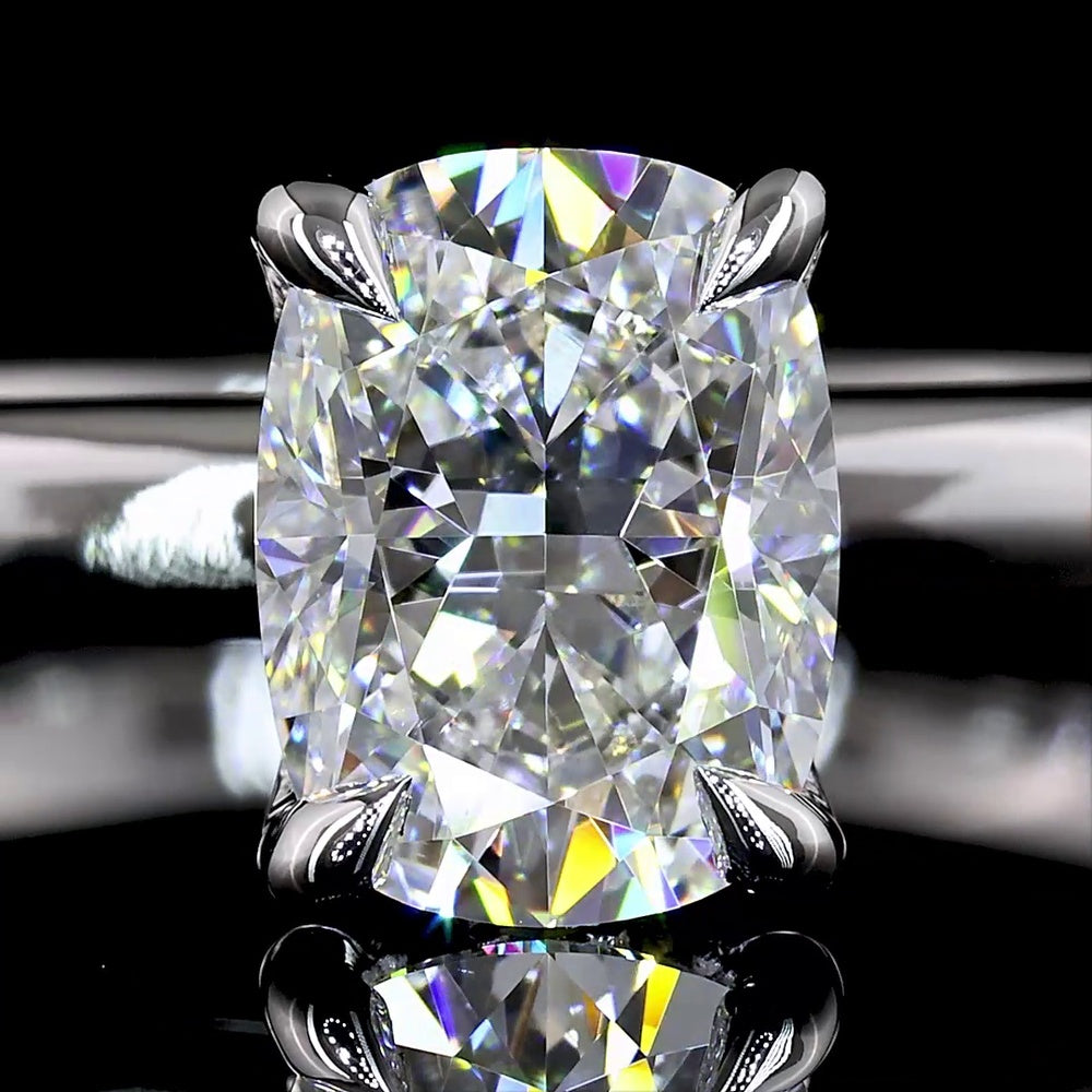 14K White Gold Hidden Halo Ring with 1.04 Carat Cushion Brilliant Cut Lab Diamond and Accent Diamonds - Total 1.09 Carats - Covaloro Fine Jewelry