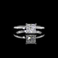 14K White Gold Hidden Halo Ring with 1.05 Carat Princess Cut Lab Diamond and 0.05 Carat Brilliant Cut Accent Stones - IGI Certified E VVS2 - Covaloro Fine Jewelry