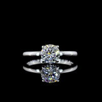14K White Gold Hidden Halo Ring with 1.05 Carat Round Brilliant Cut Lab Diamond (D VVS2) and 0.06 Carat Diamond Accents - 1.11 Carat Total Diamond Weight - Covaloro Fine Jewelry