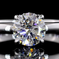 14K White Gold Hidden Halo Ring with 1.05 Carat Round Brilliant Cut Lab Diamond (D VVS2) and 0.06 Carat Diamond Accents - 1.11 Carat Total Diamond Weight - Covaloro Fine Jewelry