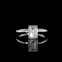 14K White Gold Hidden Halo Ring with 1.26 Carat Emerald Cut Lab Diamond and 0.06 Carat Brilliant Cut Diamond Accents - 1.32 Carat Total Diamond Weight - Covaloro Fine Jewelry