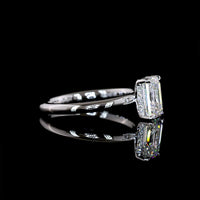 14K White Gold Hidden Halo Ring with 1.26 Carat Emerald Cut Lab Diamond and 0.06 Carat Brilliant Cut Diamond Accents - 1.32 Carat Total Diamond Weight - Covaloro Fine Jewelry