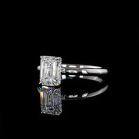 14K White Gold Hidden Halo Ring with 1.26 Carat Emerald Cut Lab Diamond and 0.06 Carat Brilliant Cut Diamond Accents - 1.32 Carat Total Diamond Weight - Covaloro Fine Jewelry