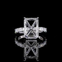 14K White Gold Hidden Halo Ring with 1.30 Carats Antique Cushion Cut Lab Diamond and 0.29 Carats Round Brilliant Accents - 1.59 Total Carat Weight - Covaloro Fine Jewelry