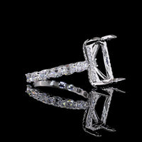 14K White Gold Hidden Halo Ring with 1.30 Carats Antique Cushion Cut Lab Diamond and 0.29 Carats Round Brilliant Accents - 1.59 Total Carat Weight - Covaloro Fine Jewelry