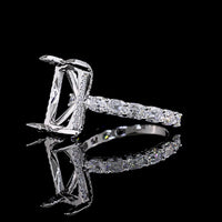 14K White Gold Hidden Halo Ring with 1.30 Carats Antique Cushion Cut Lab Diamond and 0.29 Carats Round Brilliant Accents - 1.59 Total Carat Weight - Covaloro Fine Jewelry
