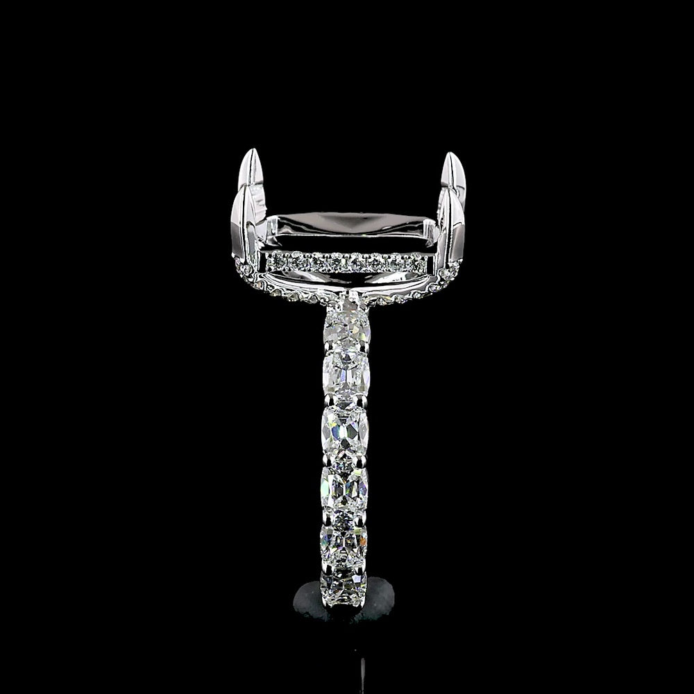 14K White Gold Hidden Halo Ring with 1.30 Carats Antique Cushion Cut Lab Diamond and 0.29 Carats Round Brilliant Accents - 1.59 Total Carat Weight - Covaloro Fine Jewelry